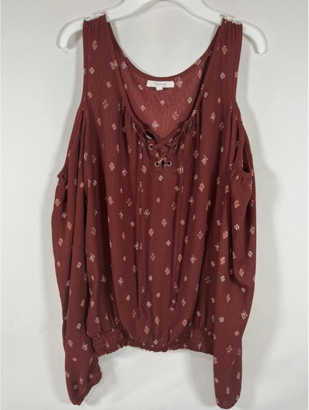 Maurices Women's Burgundy and Red Blouse
